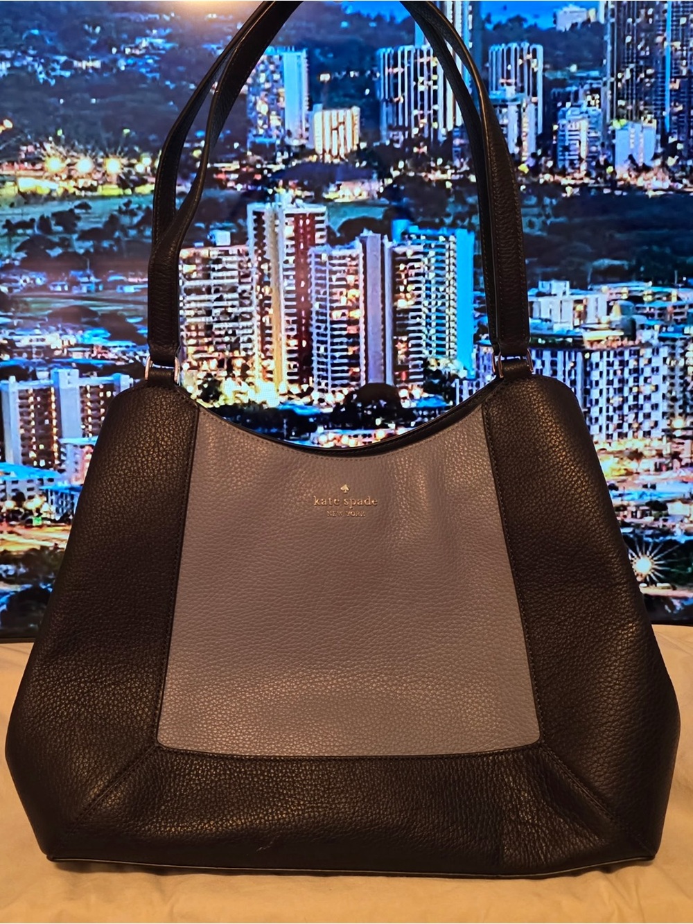 kate spade Navy and grey Two-Tone Leather Shoulder Bag